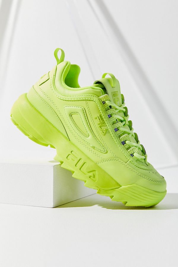 Summer Fashion: The Top Summer Trends and Must Haves - Society19 Fila Disruptor 2, Neon Sneakers, Neon Shoes, Fila Disruptor, Hype Shoes, Girly Shoes, Aesthetic Shoes, Green Shoes, Pretty Shoes