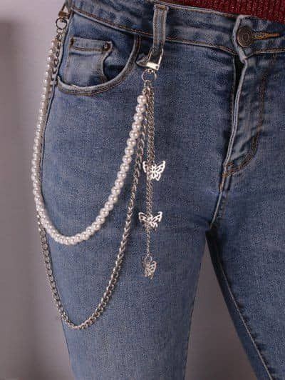 قلادات متدلية, Jeans Chain, Pant Chains, Butterfly Necklace Gold, Easy Diy Jewelry, Handmade Jewelry Tutorials, Handmade Wire Jewelry, Girly Jewelry, Wallet Chain