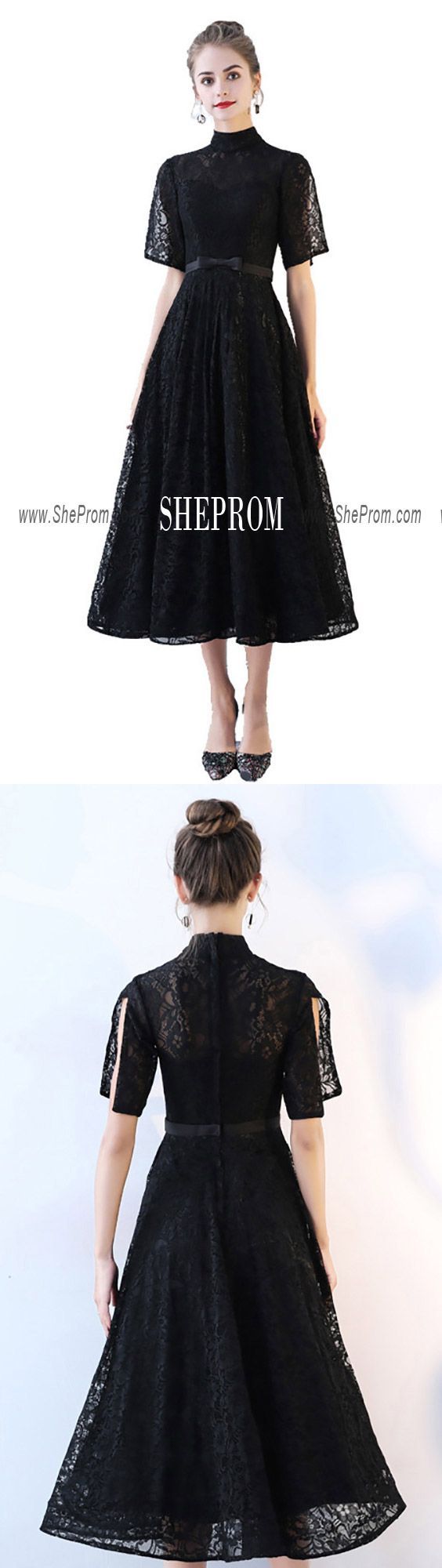 Black Lace High Neck Aline Party Dress with Sleeves BLS86043 at #SheProm. Shop thousands of dresses range from Homecoming,Party,Black,Long Black Dresses,Black Lace Dresses,A Line Dresses,Lace Dresses,Midi Dresses and so on. Not only selling formal dresses, more and more trendy dress styles will be updated daily to our store. Shop now to get $10 off! #vintageblackdress Party Fit And Flare A-line Tea Length Dress, Holiday Evening A-line Midi Dress, Fit And Flare A-line Tea Length Dress For Cocktail, A-line Evening Dress For Cocktail And Prom Season, Dressy A-line Evening Dress For Party Season, Elegant Evening Tea Length Lace Dress, Chic Lace Midi Dress For Party, Chic Midi-length Lace Party Dress, Chic Midi Lace Dress For Party