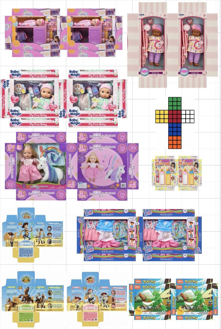 an assortment of toys and puzzles for children