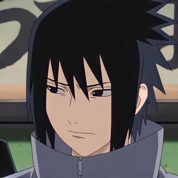 an anime character with black hair wearing a hoodie