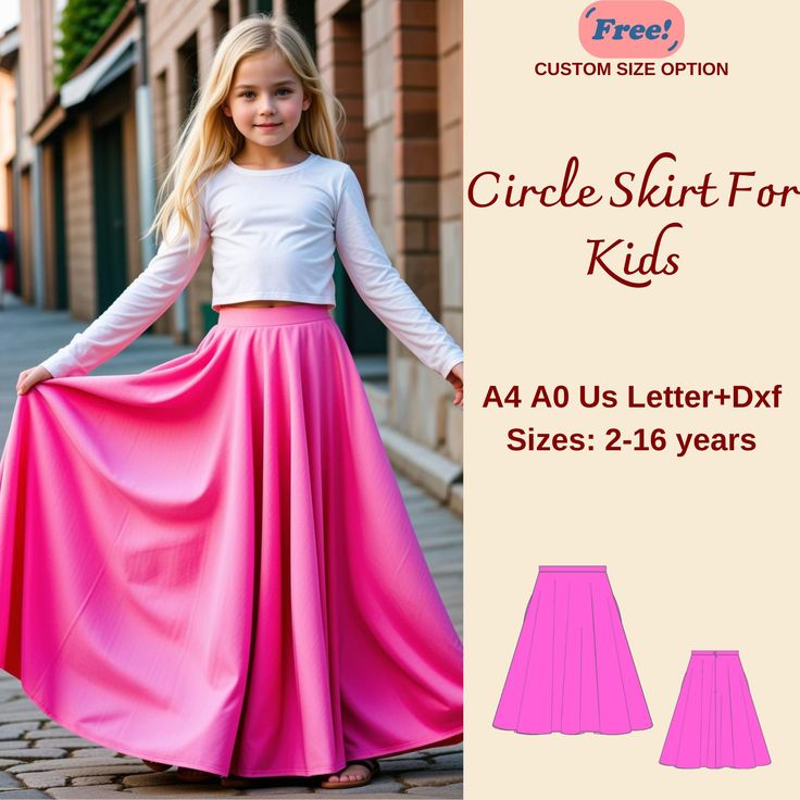 Maxi Circle Skirt for Girls Sewing Pattern, Sewing pattern for kids, Kid's Skirt Pattern, Summer Skirt pattern for kids, 2-16 years These patterns are suitable for A4, A0, and US Letter size papers. As soon as your payment is processed, you will automatically receive download links for the pattern files. This is a digital product and not a finished item. You will receive zip files containing the patterns and sewing instructions. If you have any questions, do no hesitate to contact! Long A Line Skirt Pattern, Kids Long Skirts, Long Skirt Sewing Pattern, Girls Long Skirts, Long Circle Skirt, Long Skirt Pattern, Kids Maxi, Diy Maxi Skirt, Circle Skirt Pattern