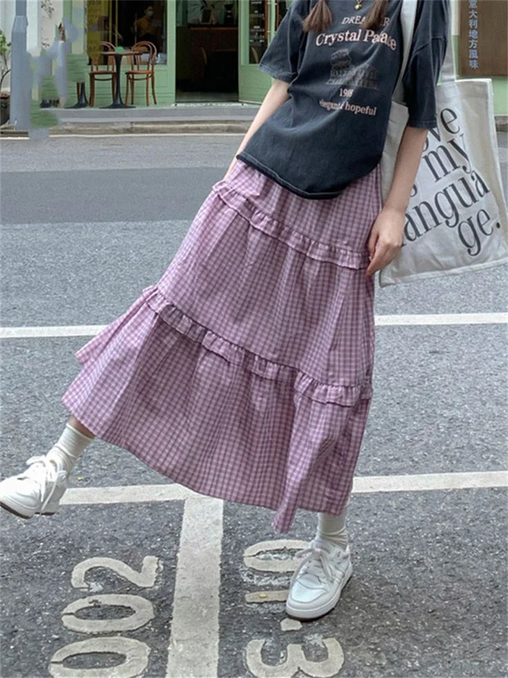 KYLETHOMASW - Women Plaid Skirts Chic Loose Summer Fashion Vintage Mujer Casual New Office Lady High Waist Sweet Slim Daily Korean Fashion Skirt, Y2k Mini Skirt, Silk Suit, Beach Wear Dresses, Fairy Dress, Summer Fabrics, Office Ladies, Plaid Skirts, Tie Dress