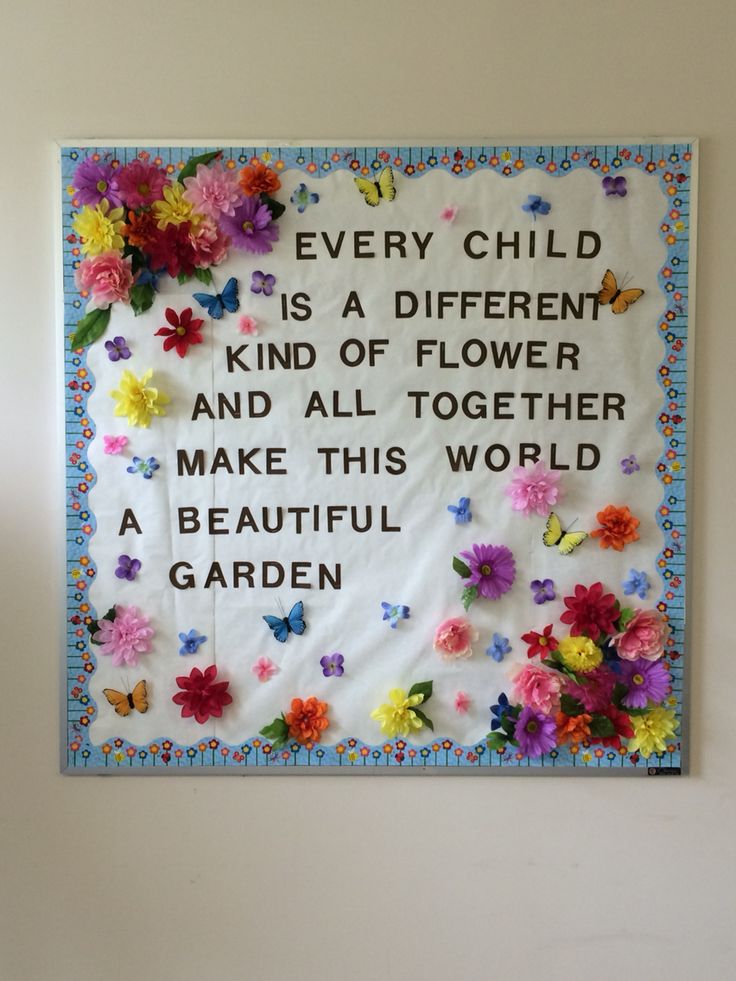 a sign with flowers on it that says every child is a different kind of flower and all together make this world a beautiful garden