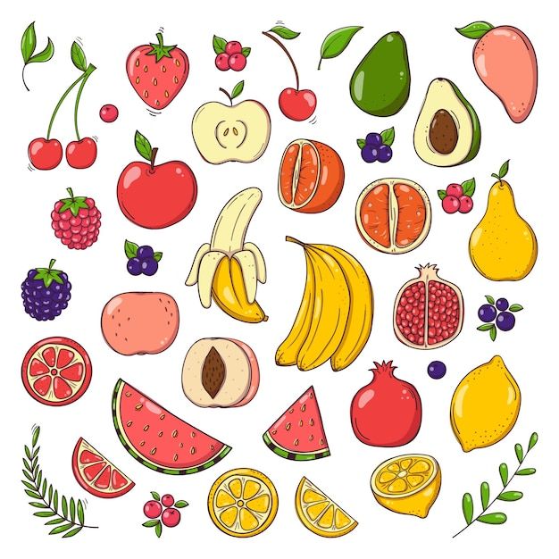 various fruits and vegetables arranged in a circle