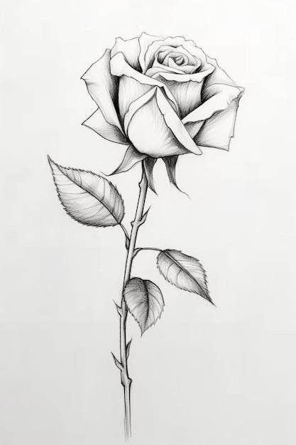 Black And White Rose Tattoo, Rose Drawing Simple, White Rose Tattoos, Rose Drawing Tattoo, Rose Sketch, Rose Tattoo Design, Unique Tattoo Designs, Rose Drawing, Flower Sketches