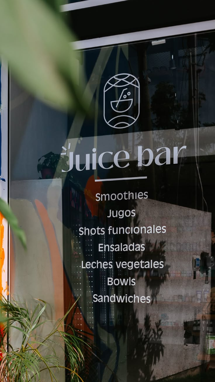 the juice bar sign is clearly visible for everyone to see