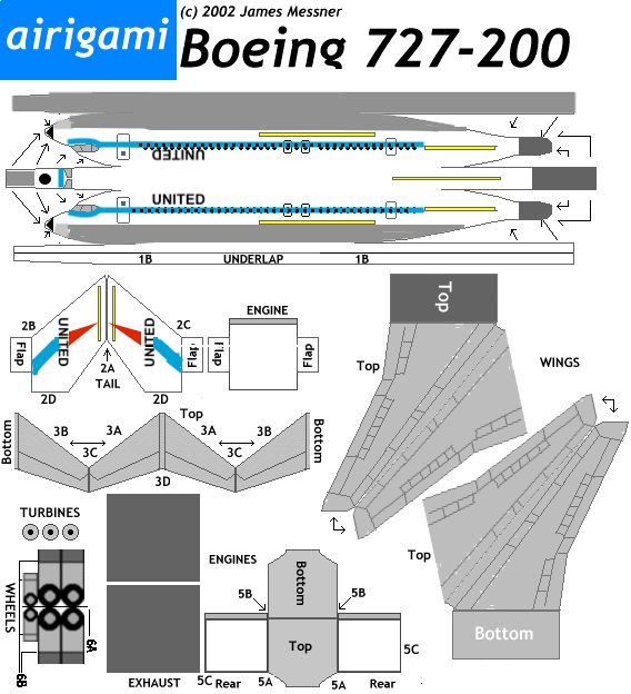 the diagram shows how to make an origami boeing 727 - 200 airplane