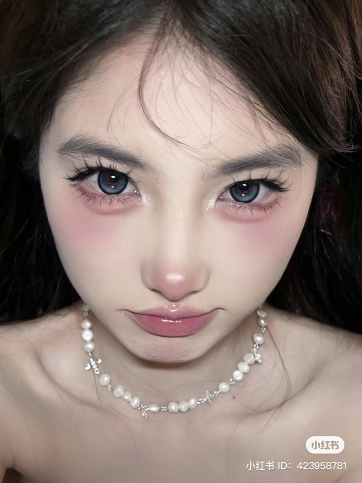 Makeup Ideas Chinese, Douyin Chinese Makeup, Douyin Makeup Doe Eye, Douyin Vs Ulzzang, Douyin Siren Eyes, Douyin Lower Lash, Douyin Cosplay Makeup, Douyin Makeup Igari, Douyin Makeup Inspiration