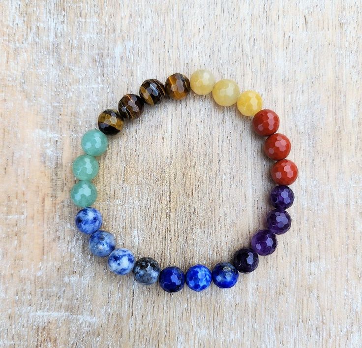 Multi Gemstone Bracelets, Multicolor Faceted Spiritual Bracelets, Adjustable Multicolor Crystal Bracelet With Stones, Adjustable Multicolor Stone Bracelet, Adjustable Multicolor Gemstone Stretch Bracelet, Multicolor Healing Stones Bracelet, Chakra Beads Bracelet, 7 Chakra Bracelet, The 7 Chakras