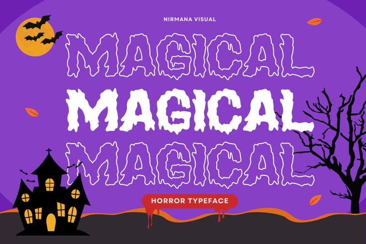 a purple background with the words, halloween themed font and an image of a creepy house