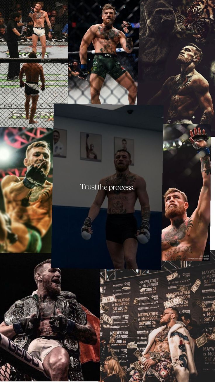 many different images of the same man in wrestling gear and with words above them that read,