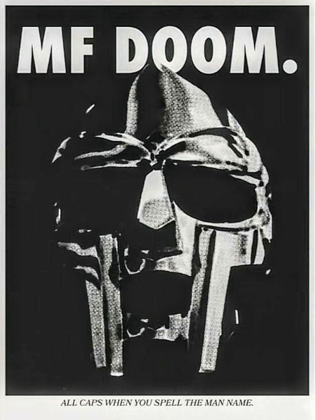 a black and white poster with the words mr doom