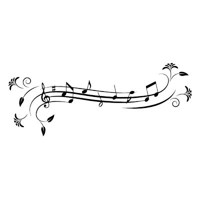 a musical note with music notes on it's sides and leaves coming out of the top