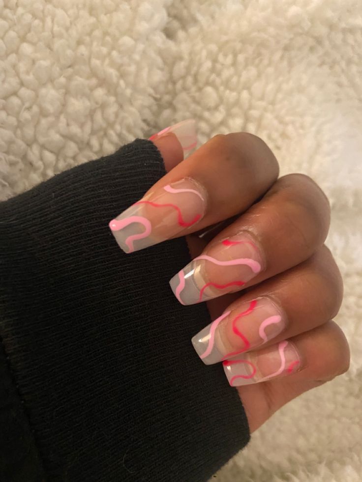 Dark pink and light pink swirl on nails Swirl Nail, Pink Swirls, Dark Pink, Nail Inspo, Swirl, Light Pink, Nails, Pink, Beauty