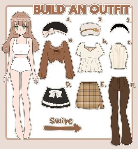 a paper doll is shown with clothes and accessories