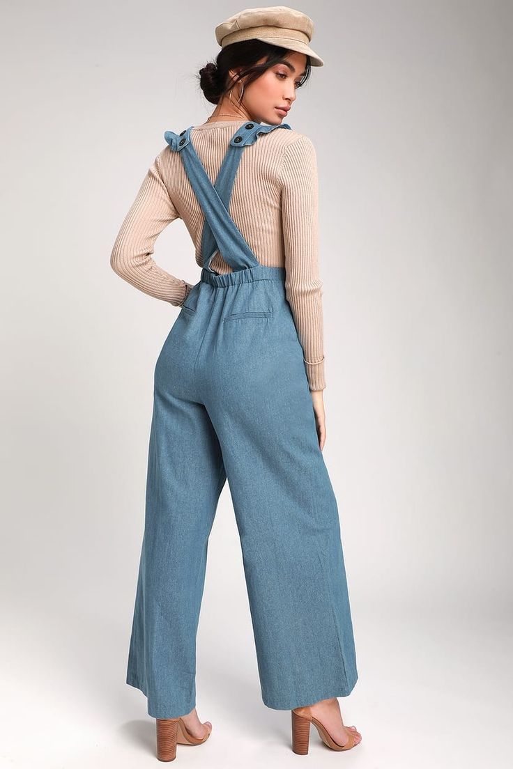 Jumpsuit Design, Looks Chic, Jumpsuit Fashion, Wide Leg Denim, Light Wash Denim, Fashion Sewing, Festival Outfits, Tulum, Clothing For Women