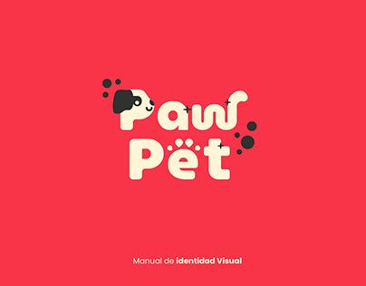 a red background with the words paw pet and a dog's face on it