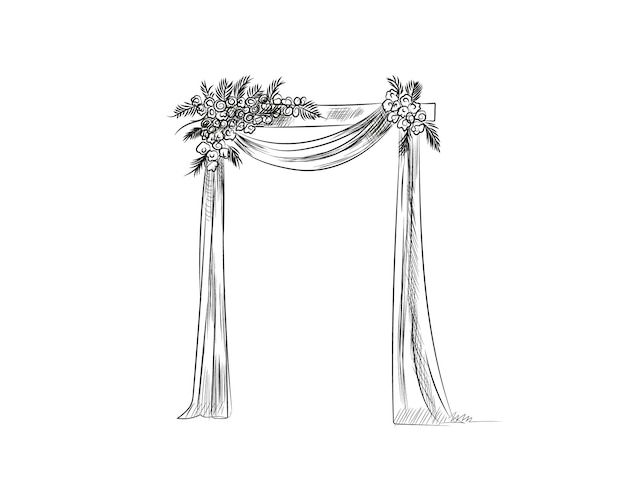 a drawing of a wedding arch with flowers