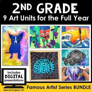 the 2nd grade art unit for the full year includes paintings, drawings, and more