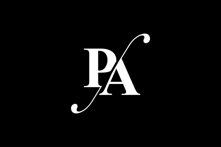 the letter pa is made up of two letters, one in white and the other in black