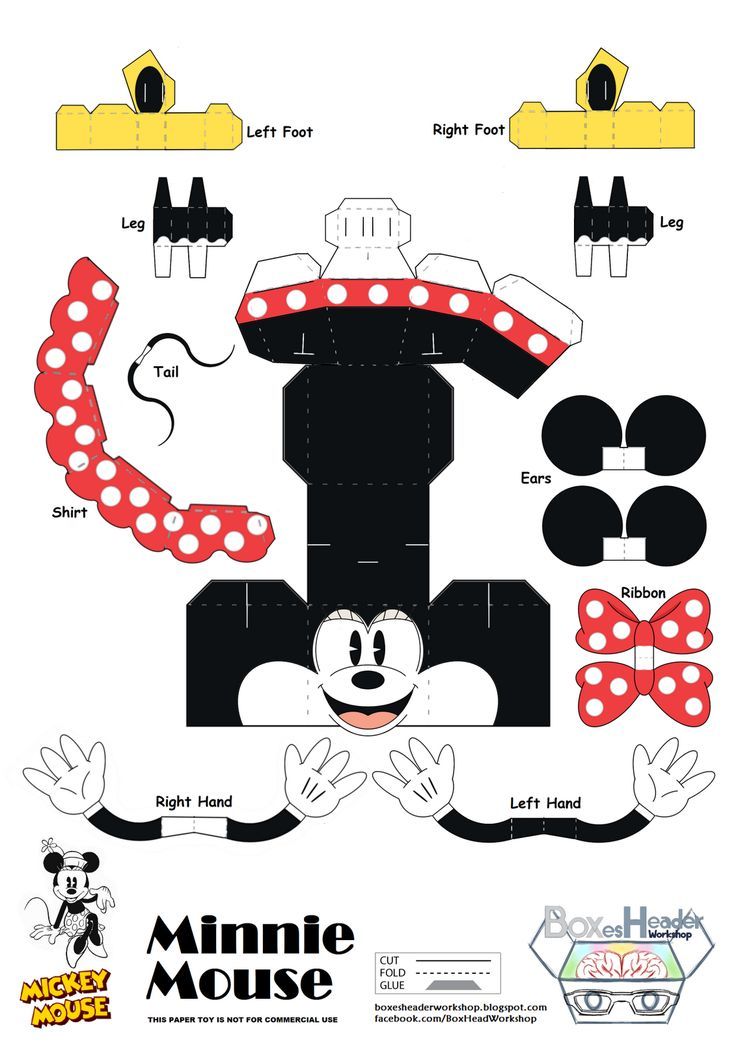 the mickey mouse paper model is shown