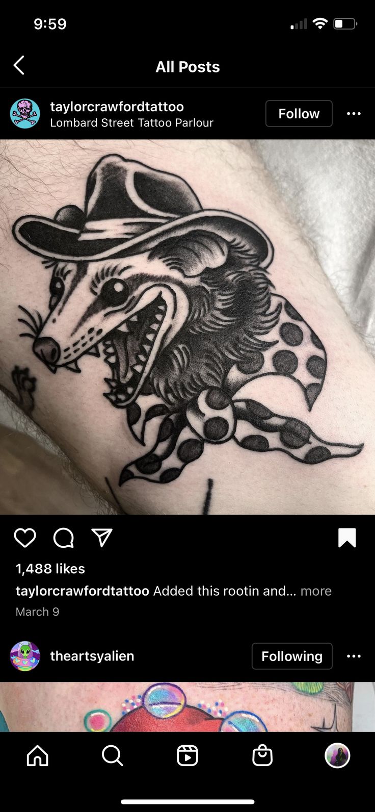 an image of a tattoo on someone's leg with the word, all posts below it