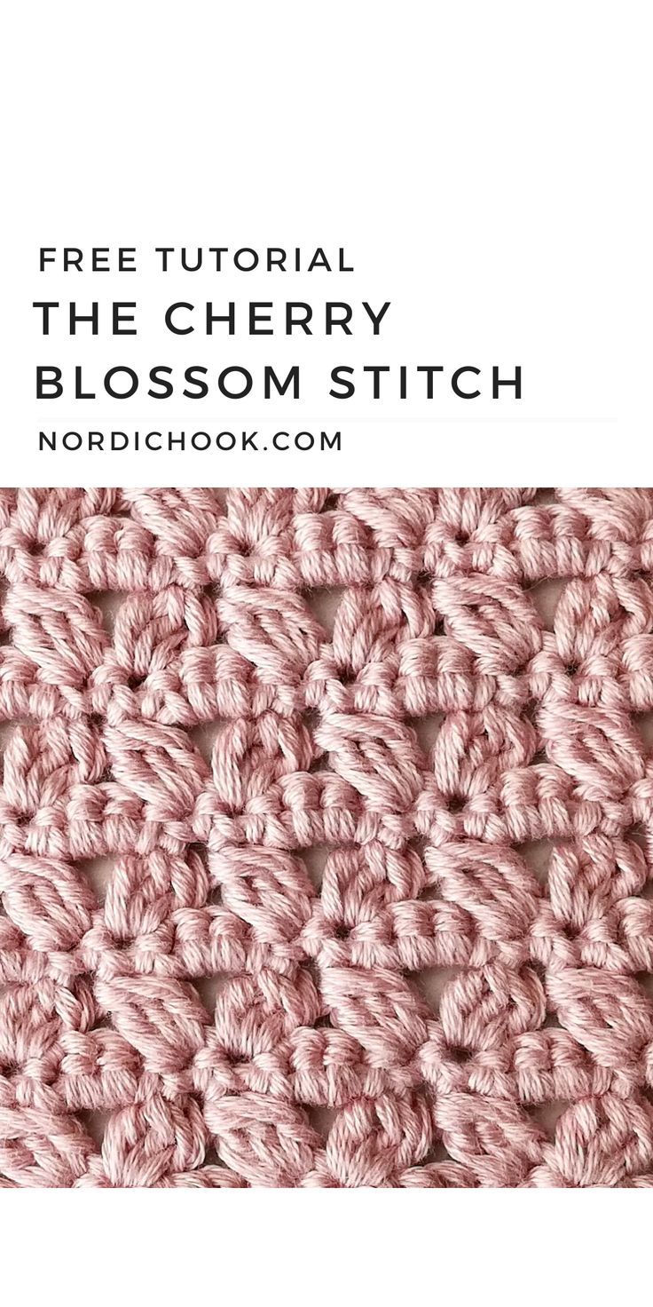 the free crochet pattern is shown with text overlay that reads,'free cherry blossom stitch '