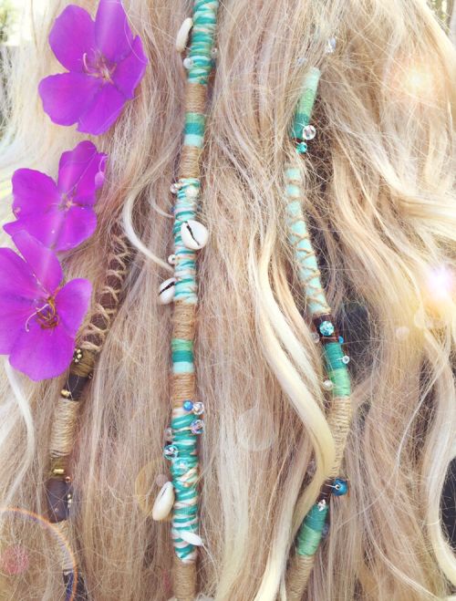 Jedi Braid Hair Wrap Ideas, Blue Hair Wrap, Hair Wraps Thread, String Hair Wraps, Thread Hair Wraps, Boho Hair Wrap, Hair Threading, The Key To Happiness, Braided Hairdo