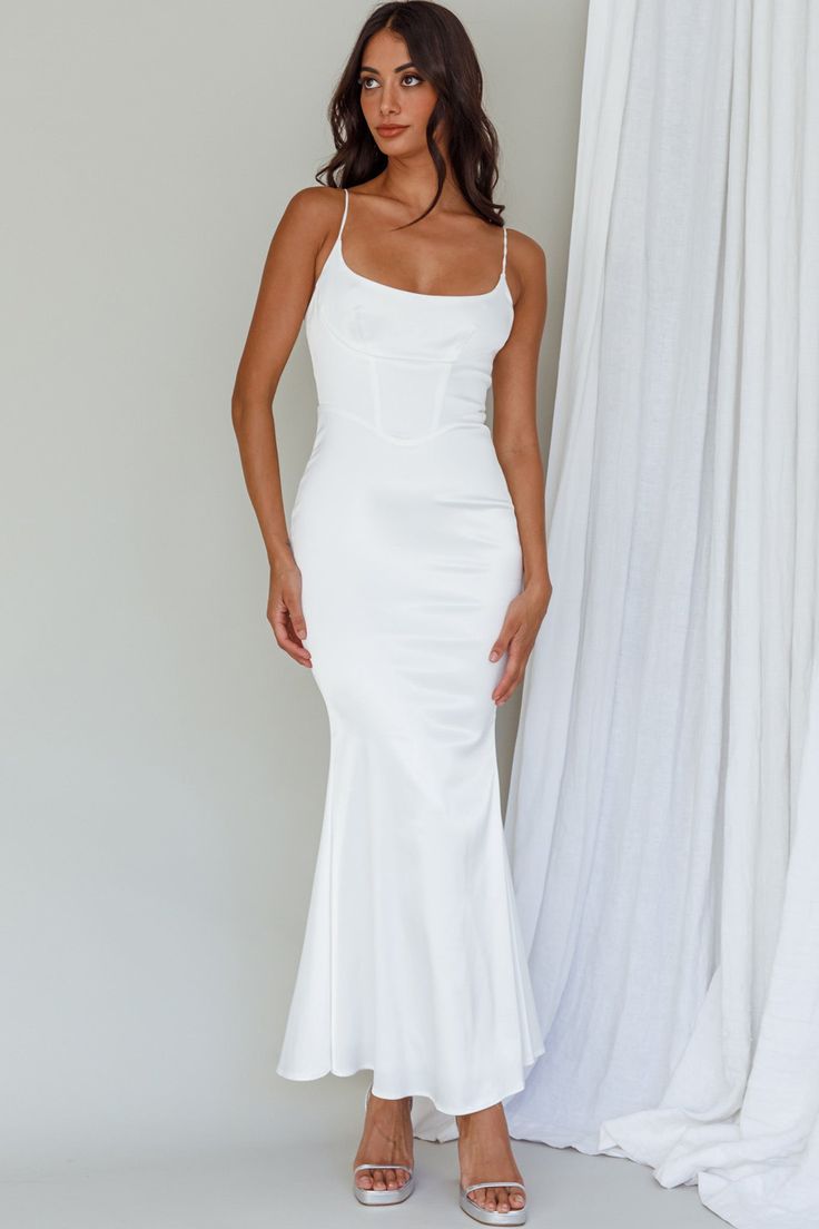 Shop the Moon Rising Mermaid Maxi Dress White | Selfie Leslie Mermaid Maxi Dress, Selfie Leslie, Maxi Dress White, Moon Rising, Skirt Zipper, The Modern Bride, Mermaid Style, Casual Wedding Dress, Split Maxi Dress