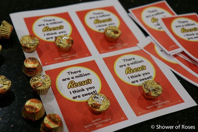 some candy candies are sitting on top of a table with stickers that say there is a million reeses and i think you are sweet