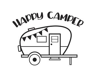 a camper trailer with the words happy camper on it