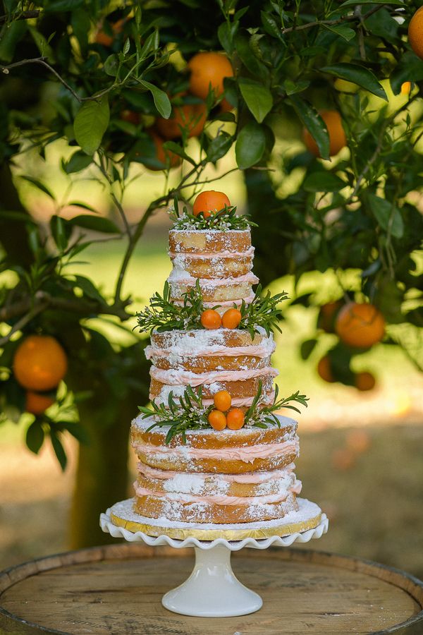 there is a cake that has oranges on it