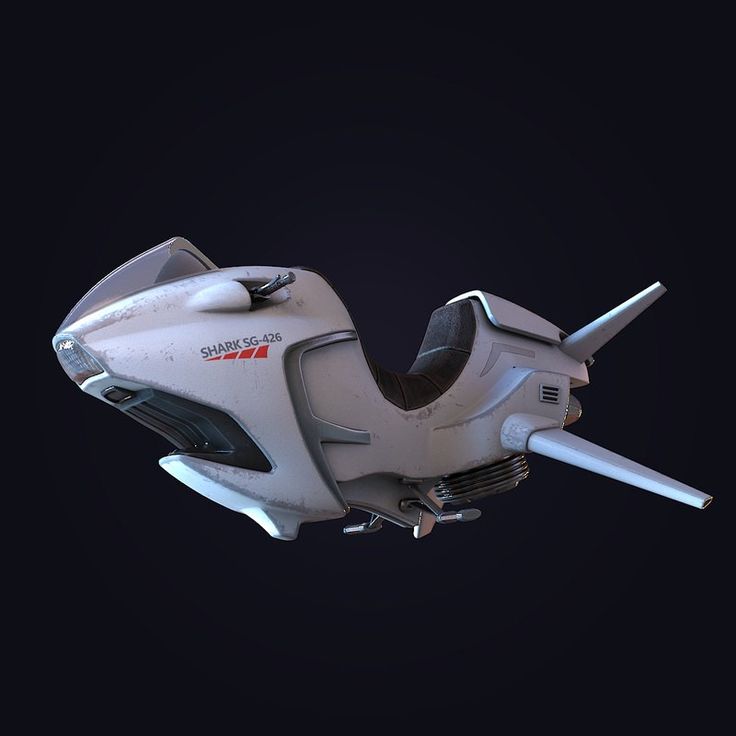 a futuristic vehicle flying through the air on a dark background with no people around it