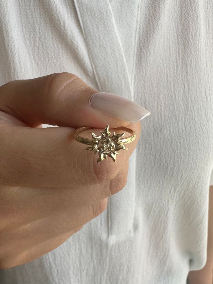 Gold Sun Ring | Sun Ring Gold | Gold Summer Ring | Gold Sunrise Ring | Summertime Ring | Gold August Ring Sun Ring Aesthetic, Sun Ring Silver, Gold Sun Ring, Gold Open Ring For Summer, Gold Rings As Summer Gift, Gold Rings For Summer Gift, Elegant Yellow Gold Rings With Sun And Moon Design, Summer Gift Gold Rings, Dainty Summer Promise Ring