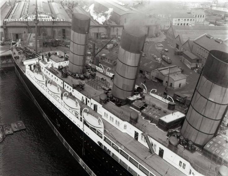 an old black and white photo of a large ship