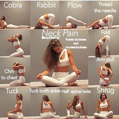 a woman doing yoga poses in different positions