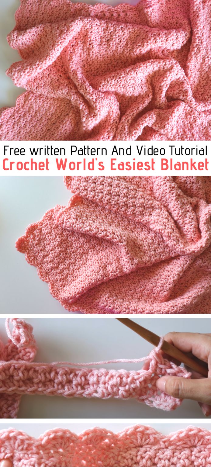 crochet world's easyest blanket free pattern and video tutor