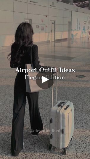 a woman is pulling her luggage through an airport with the caption airport outfit ideas