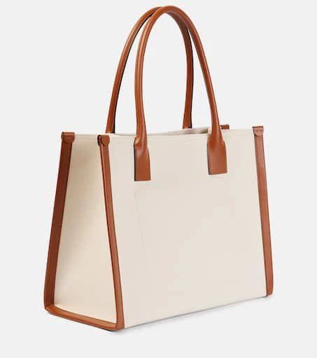 Material: fabric.Lining: fabric.Made in Italy.Designer color name: Natural.Internal details: internal zipped pocket.Closure: lobster-clasp fastening.Leather shoulder strap.Trim: leather.Height 31,5cm-12.5'.Width 39cm-15.5'.Max. depth 18,5cm-7.5'.Length of handles 53cm-21' White Shopping Bag With Canvas Lining, Top Handle Cotton Bag With Leather Handles, Chic Cotton Bags With Canvas Lining, Cotton Top Handle Bag With Leather Handles, Cotton Shoulder Bag With Top Handle For Errands, Everyday Cotton Shoulder Bag With Top Handle, Everyday Cotton Top Handle Shoulder Bag, Everyday Cotton Top Handle Bag, Canvas Top Handle Shoulder Bag For Shopping