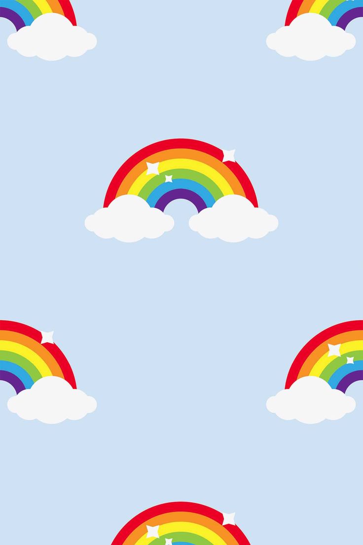 rainbows and clouds on a blue sky seamless background for fabric or wallpaper