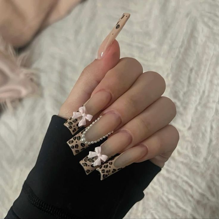 Nail Cheetah Print, Nail Cheetah, Cheetah Print Nails, Brown Nail, A Box Of Chocolates, Girly Acrylic Nails, Leopard Nails, Dope Nail Designs, Long Acrylic Nails Coffin