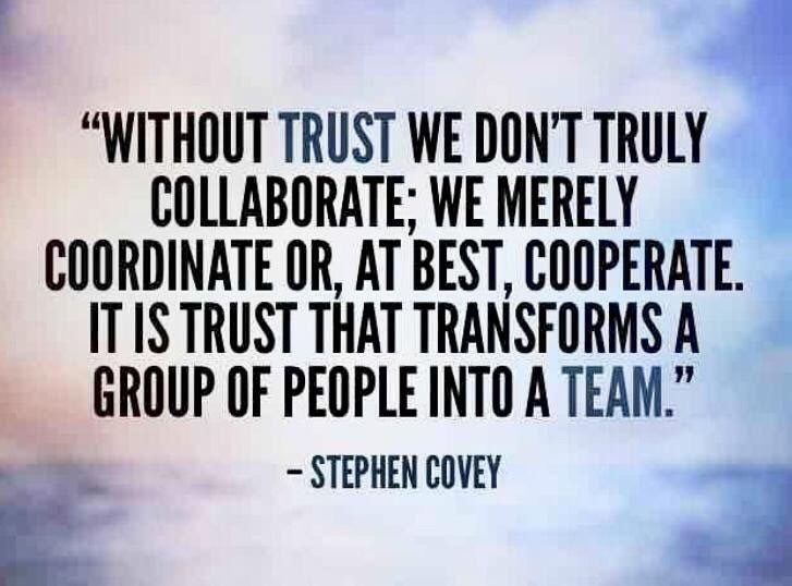 a quote from stephen covey about collaboration and teamwork in the cloud - filled sky