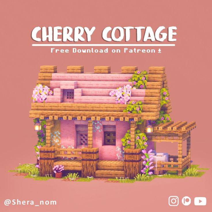 the front cover of cherry cottage, with flowers growing out of the roof and windows