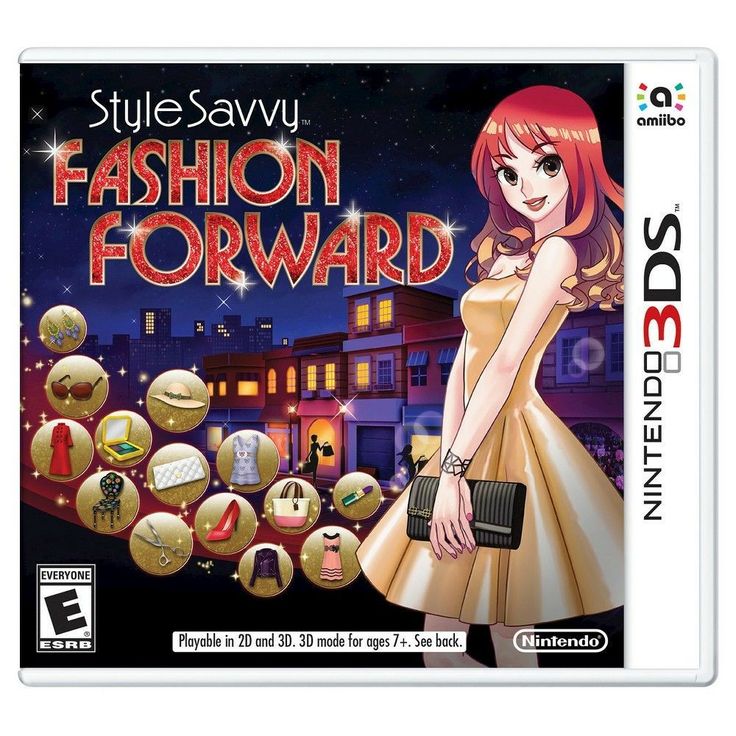 the cover art for the nintendo 3ds fashion forward game, featuring a woman in a dress