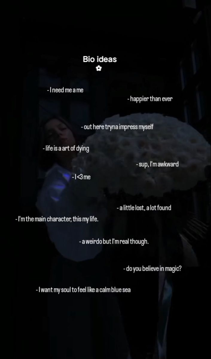 an image of a person in the dark with words written on it that read bio ideas