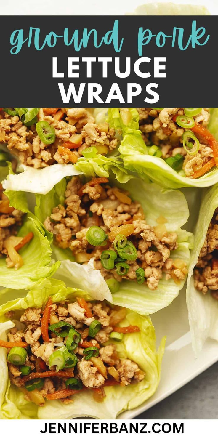 lettuce wraps filled with ground pork and vegetables