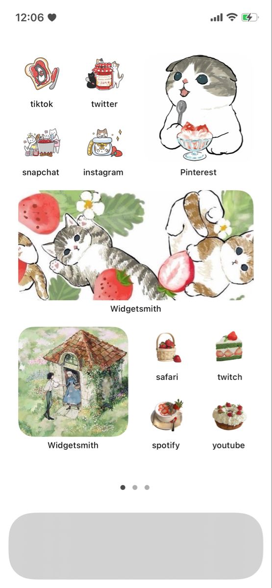 an iphone screen with pictures and words on the phone, including cats in different colors