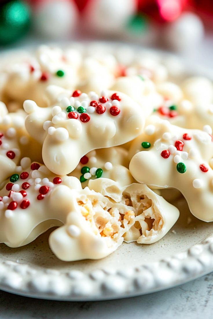 some kind of food on a plate with candy canes and sprinkles