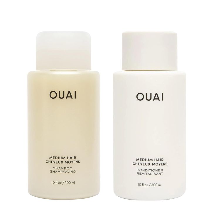 PRICES MAY VARY. OUAI Medium Shampoo - If your hair type is stuck in the middle this hydrating shampoo cleanses, fights frizz, hydrates and revives shine for medium hair by using a fusion of keratin and kumquat extract, plus babassu and coconut oil. OUAI Medium Conditioner - For when your hair feels like the middle child. This hydrating conditioner improves overall health of medium hair types, while battling breakage and boosting shine. Formulated with the same ingredients as our Medium Shampoo, Ouai Products, Ouai Shampoo, Ouai Hair, Shampoo For Fine Hair, Color Safe Shampoo, Conditioner Hair, Shampoo And Conditioner Set, Hydrating Shampoo, Sulfate Free Shampoo